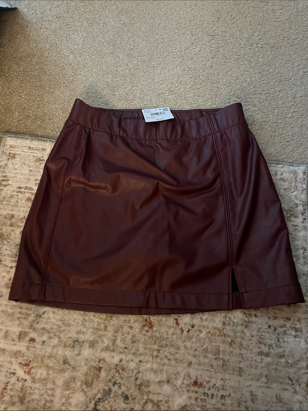 American Eagle Outfitters Burgundy Faux Leather Mini Skirt